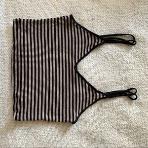 FOREVER21 STRIPPED V NECK CROP TOP